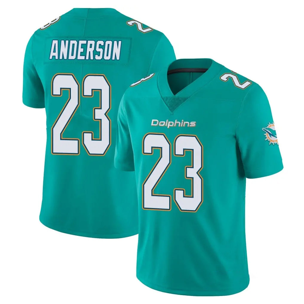 M.Dolphins #23 Zayne Anderson Player Aqua Limited Vapor Untouchable Home Game Edoa Stitched Jerseys