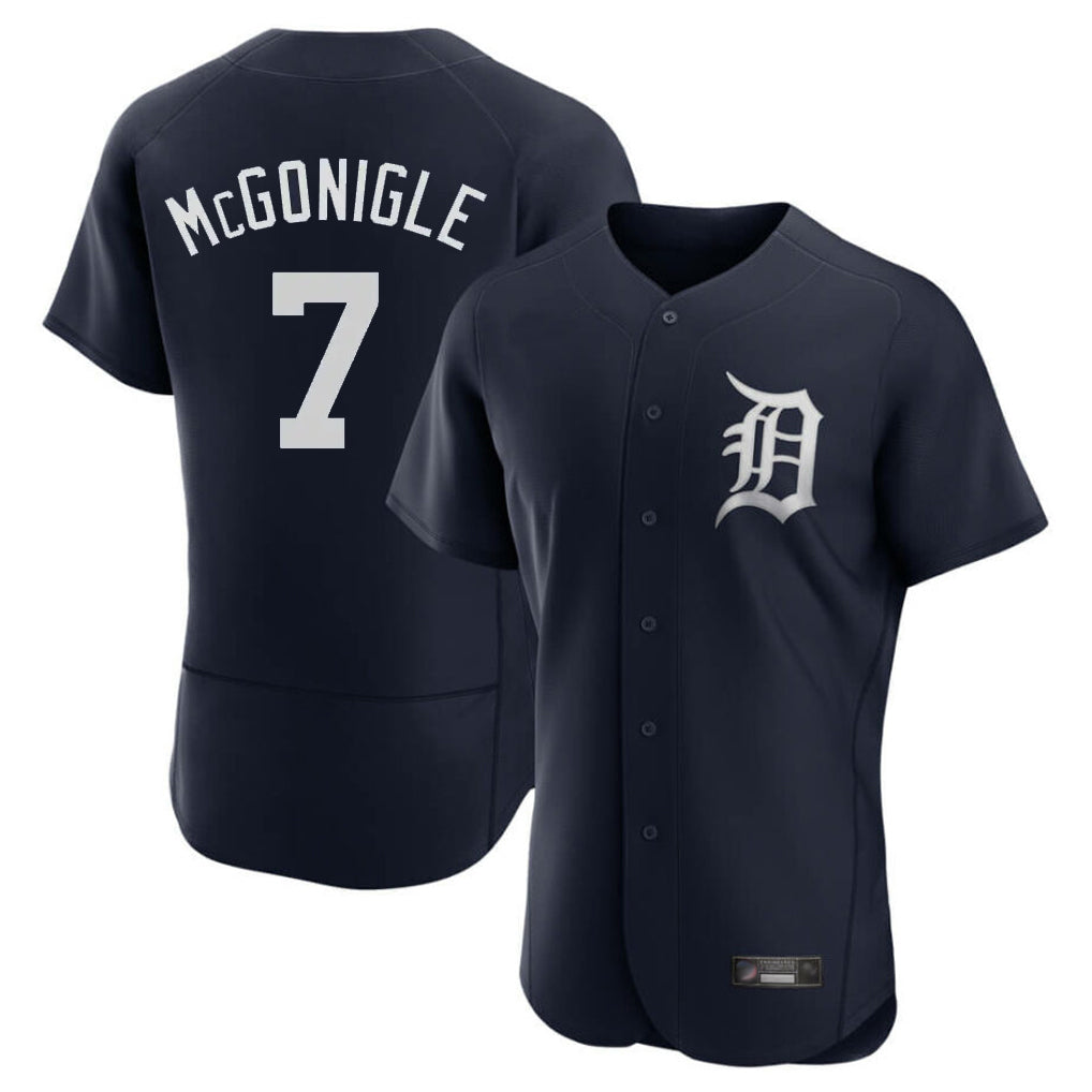 D.Tigers #7 Kevin McGonigle Player Navy Limited Elite Home Edoa Stitched Jerseys