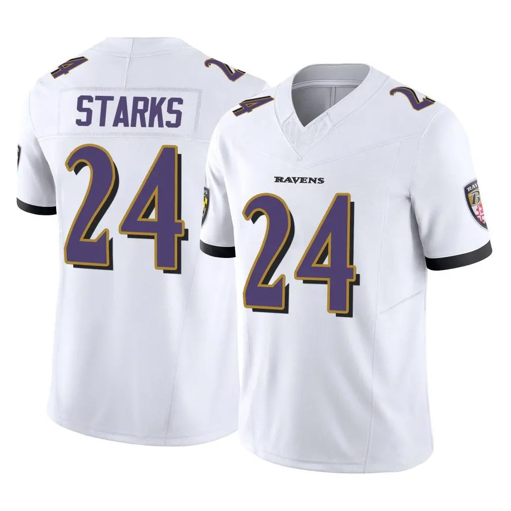 B.Ravens #24 Malaki Starks Player White Vapor F.U.S.E. Limited Home Game Edoa Stitched Jerseys