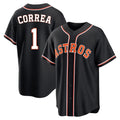 H.Astros #1 Carlos Correa Player Black Fashion Out Home Game Edoa Stitched Jerseys