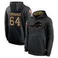 B.Bills #64 O'Cyrus Torrence Player Black Salute to Service Hoodies Edoa Stitched Jersey