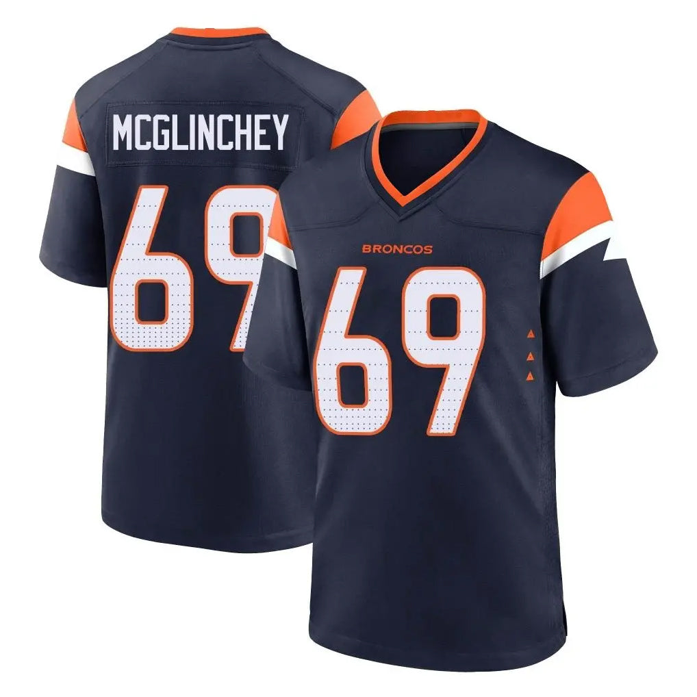 D.Broncos #69 Mike McGlinchey Player Navy Home Game Edoa Stitched Jerseys