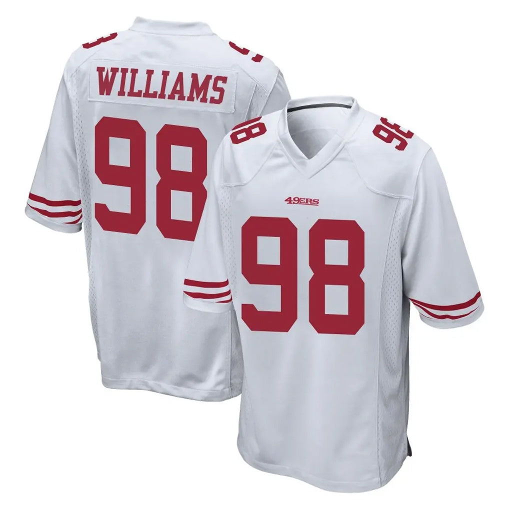 SF.49ers #98 Mykel Williams Player White Home Game Edoa Stitched Jerseys