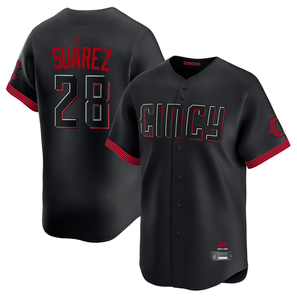 C.Reds #28 Eugenio Su¨¢rez Player Black City Connect Home Limited Edoa Stitched Jerseys