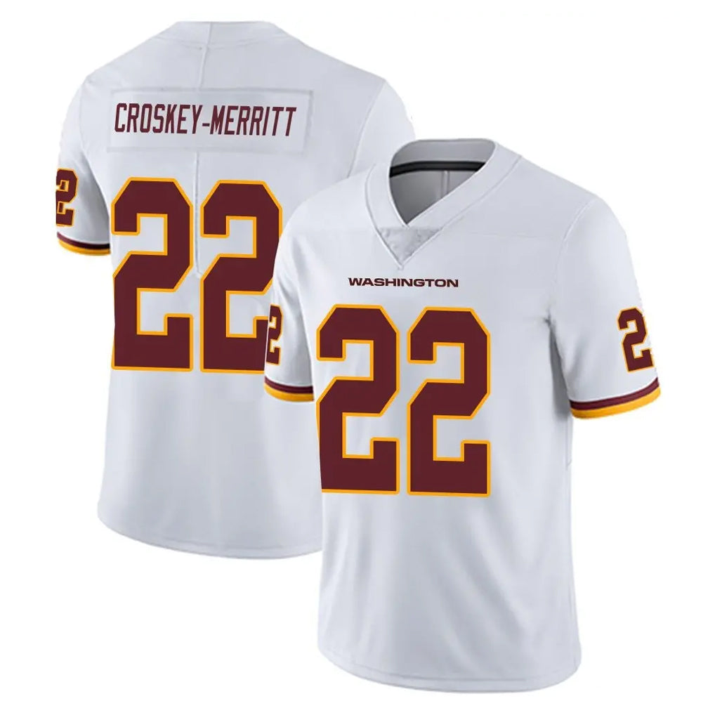 W.Commanders #22 Jacory Croskey-Merritt Player White Limited Vapor Untouchable Home Game Edoa Stitched Jerseys