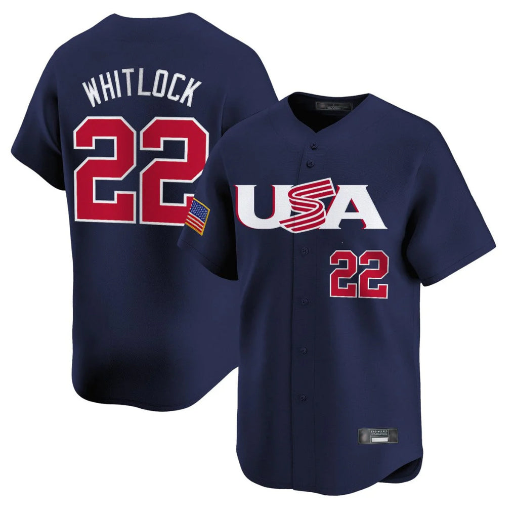 B.Red Sox #22 Garrett Whitlock Player Navy USA World Classic Home Game Edoa Stitched Jerseys