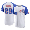A.Braves #29 John Smoltz Player White City Connect Limited Elite Home Game Edoa Stitched Jerseys