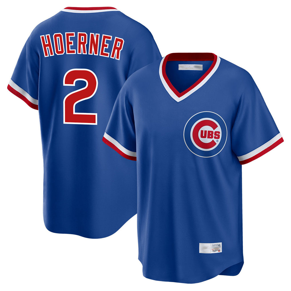 C.Cubs #2 Nico Hoerner Player Royal T-shirt Cooperstown Collection Limited Edoa Stitched Jerseys