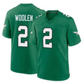 P.Eagles #2 Riq Woolen Player Green Kelly Alternate Home Game Edoa Stitched Jerseys