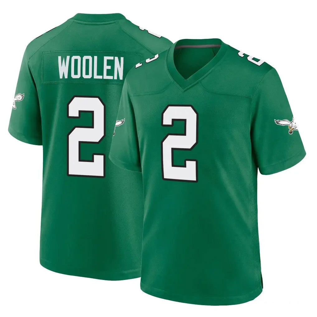 P.Eagles #2 Riq Woolen Player Green Kelly Alternate Home Game Edoa Stitched Jerseys