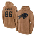B.Bills #86 Dalton Kincaid Player Brown Salute to Service Hoodies Edoa Stitched Jerseys