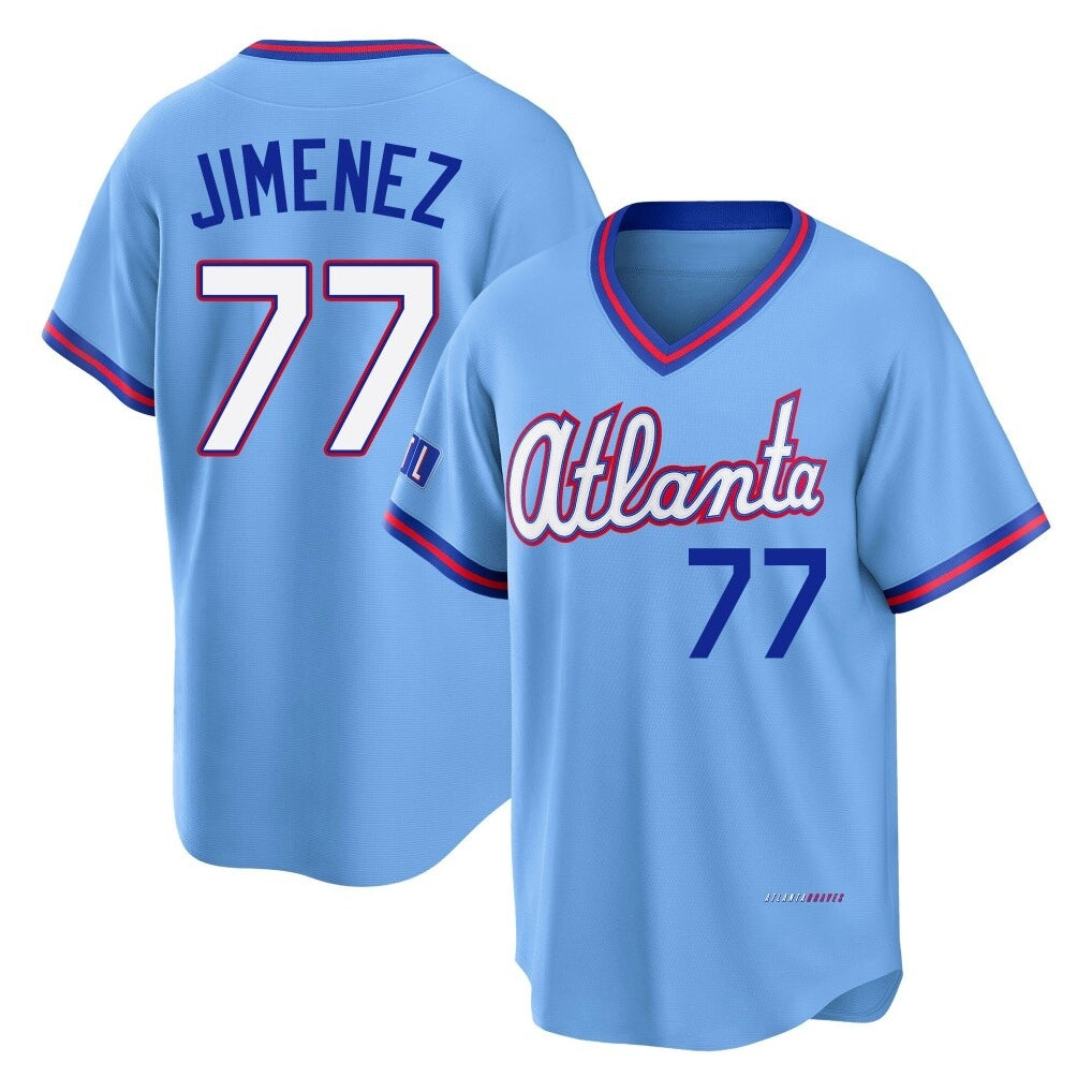 A.Braves #77 Joe Jimenez Player Powder Blue 2026 City Connect T-shirt Home Game Edoa Stitched Jerseys