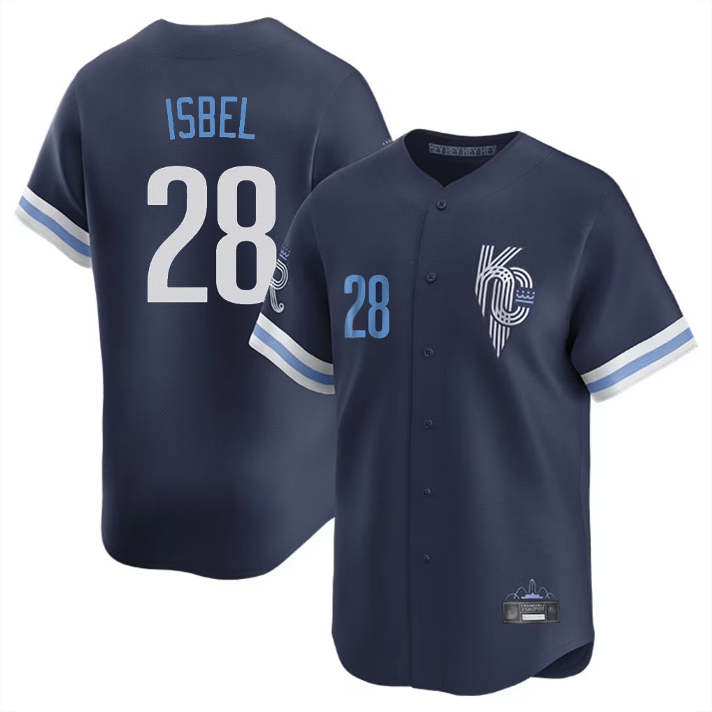 KC.Royals #28 Kyle Isbel Player Navy City Connect Limited Home Edoa Stitched Jerseys