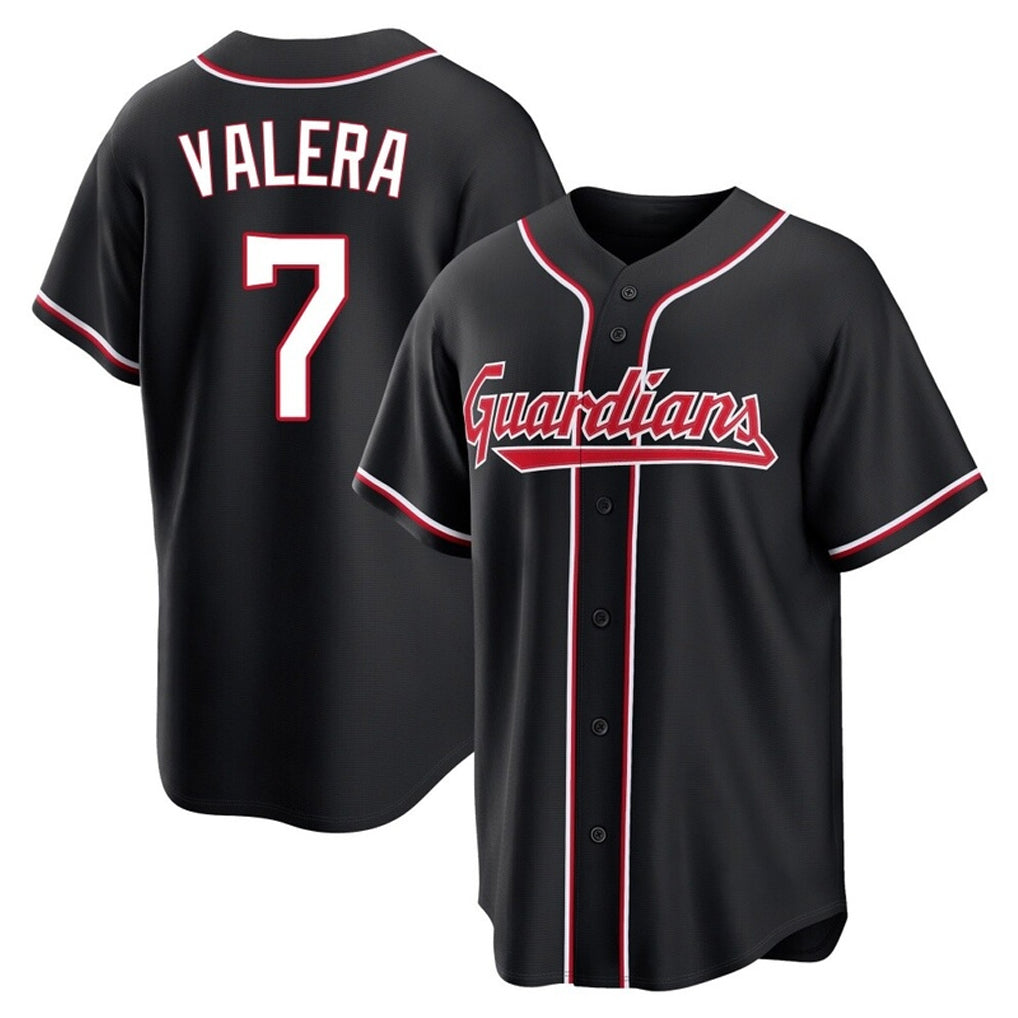 C.Guardians #7 George Valera Player Black Fashion Out Home Game Edoa Stitched Jerseys