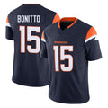 D.Broncos #15 Nik Bonitto Player Navy Limited Vapor F.U.S.E. Home Game Edoa Stitched Jerseys