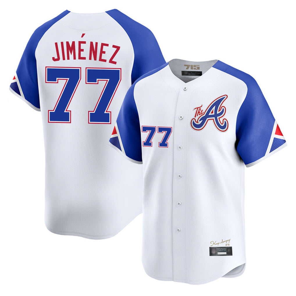 A.Braves #77 Joe Jimenez Player White City Connect Limited Home Game Edoa Stitched Jerseys