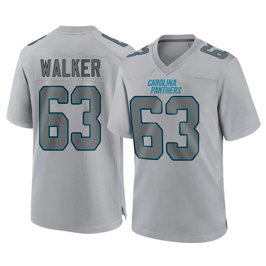 C.Panthers #63 Rasheed Walker Player Gray Atmosphere Fashion Game Edoa Stitched Jerseys