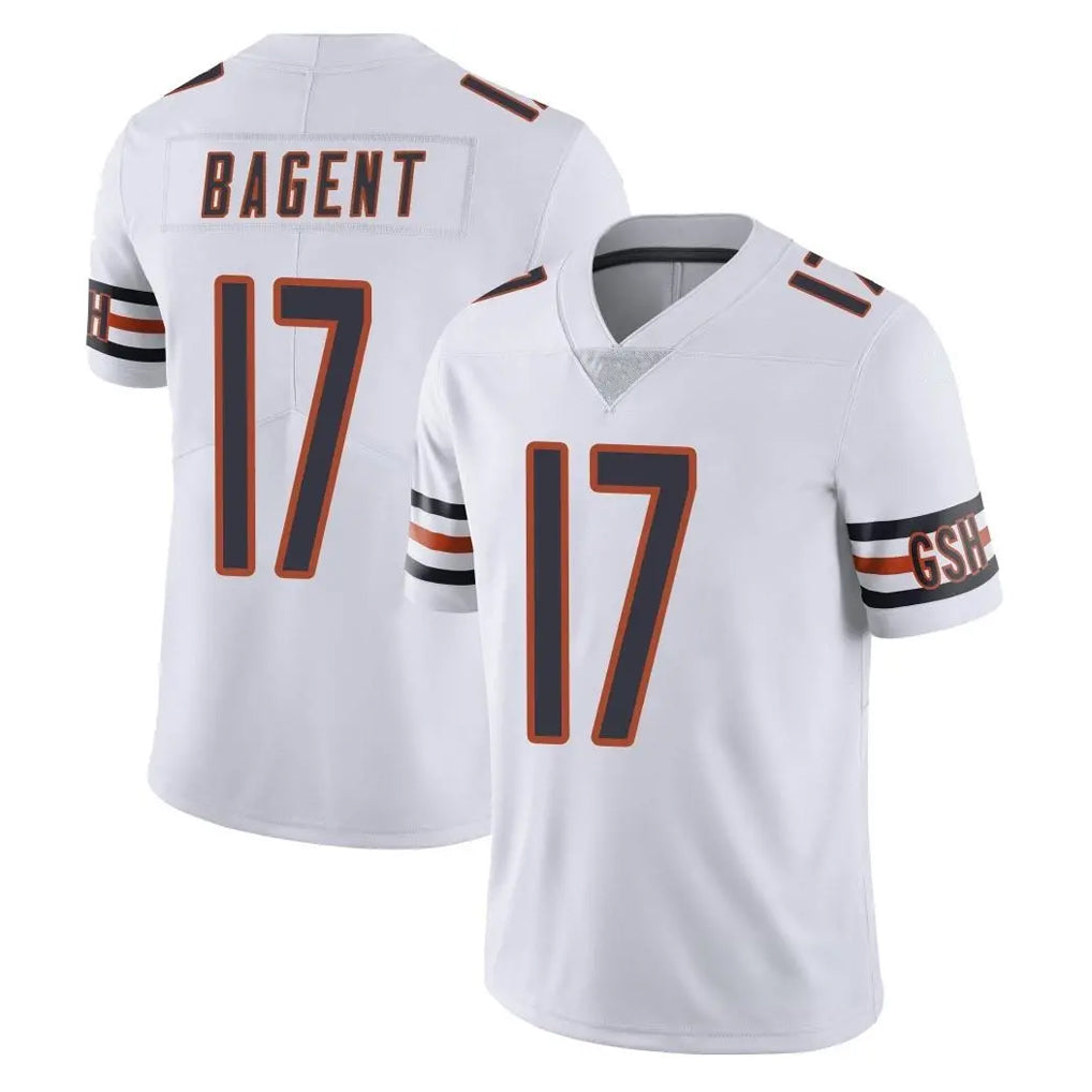 C.Bears #17 Tyson Bagent Player White Vapor Untouchable Limited Home Game Edoa Stitched Jerseys