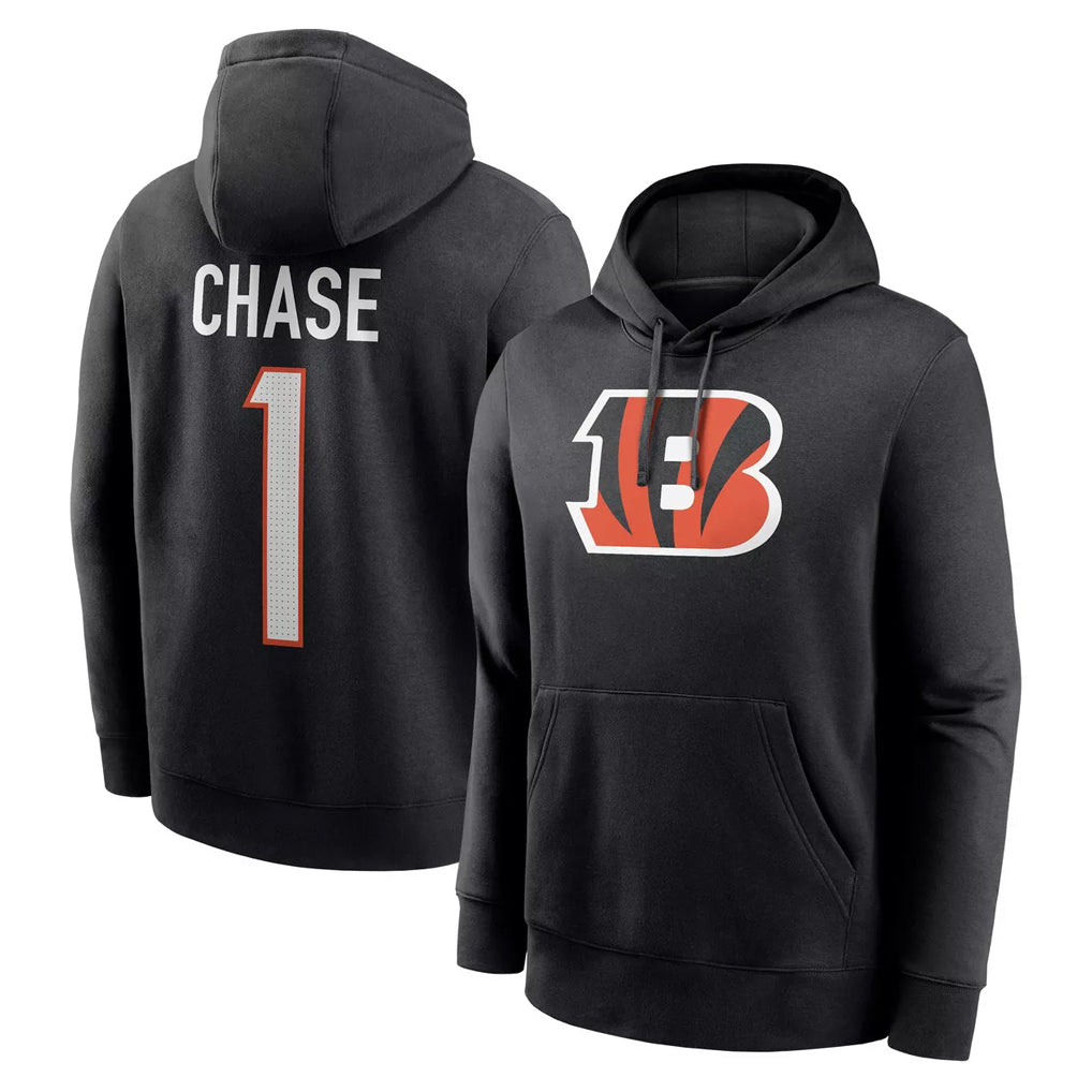 C.Bengals #1 Ja'Marr Chase Player Black Salute to Service Pullover Hoodies Game Edoa Stitched Jerseys