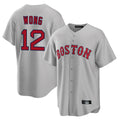 B.Red Sox #12 Connor Wong Player Gray Road Home Game Edoa Stitched Jerseys