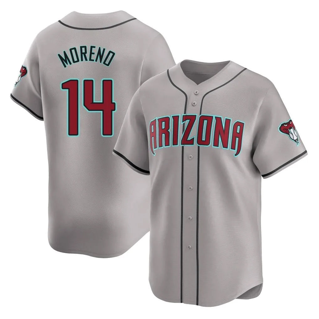 A.Diamondbacks #14 Gabriel Moreno Player Gray Road Limited Home Game Edoa Stitched Jerseys