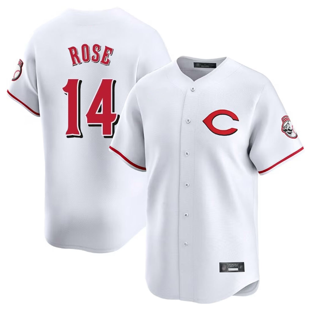 C.Reds #14 Pete Rose Player White Limited Home Edoa Stitched Jerseys