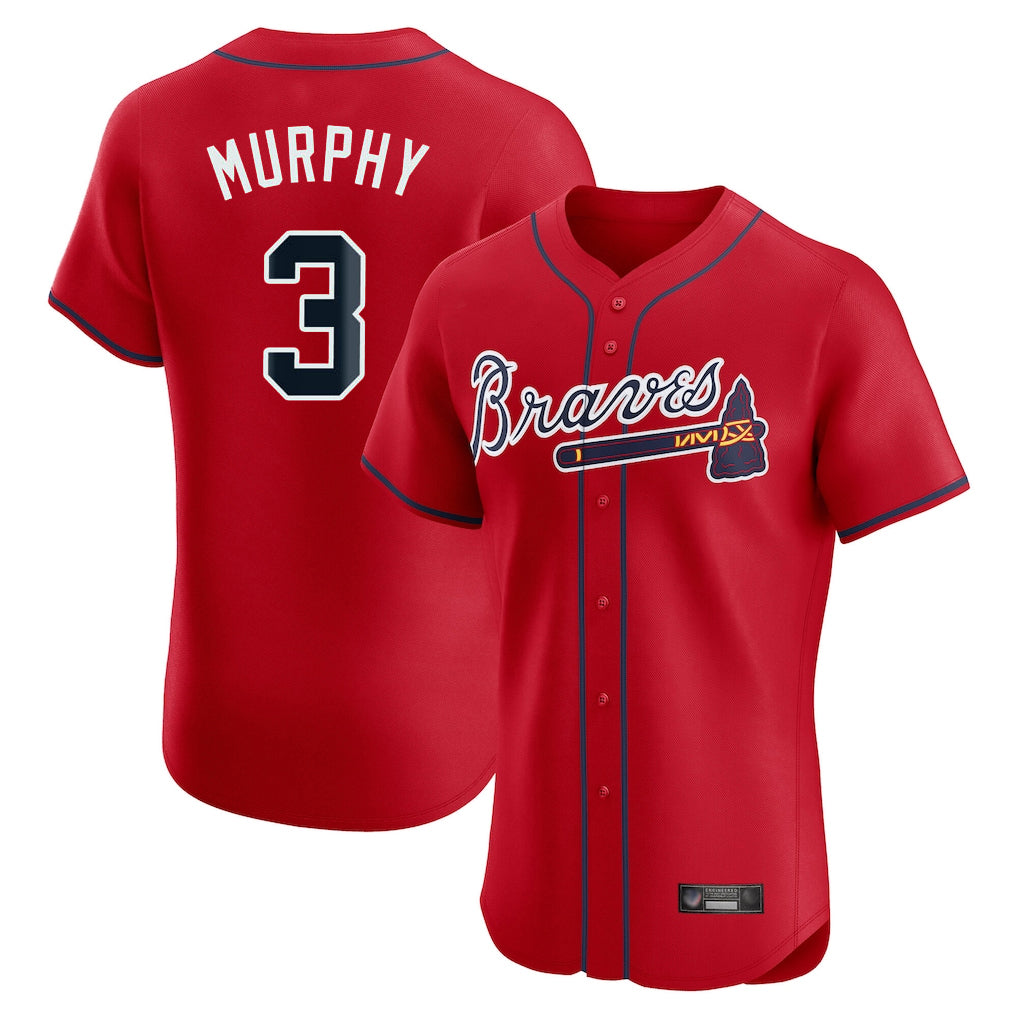 A.Braves #3 Dale Murphy Player Red Limited Elite Home Game Edoa Stitched Jerseys