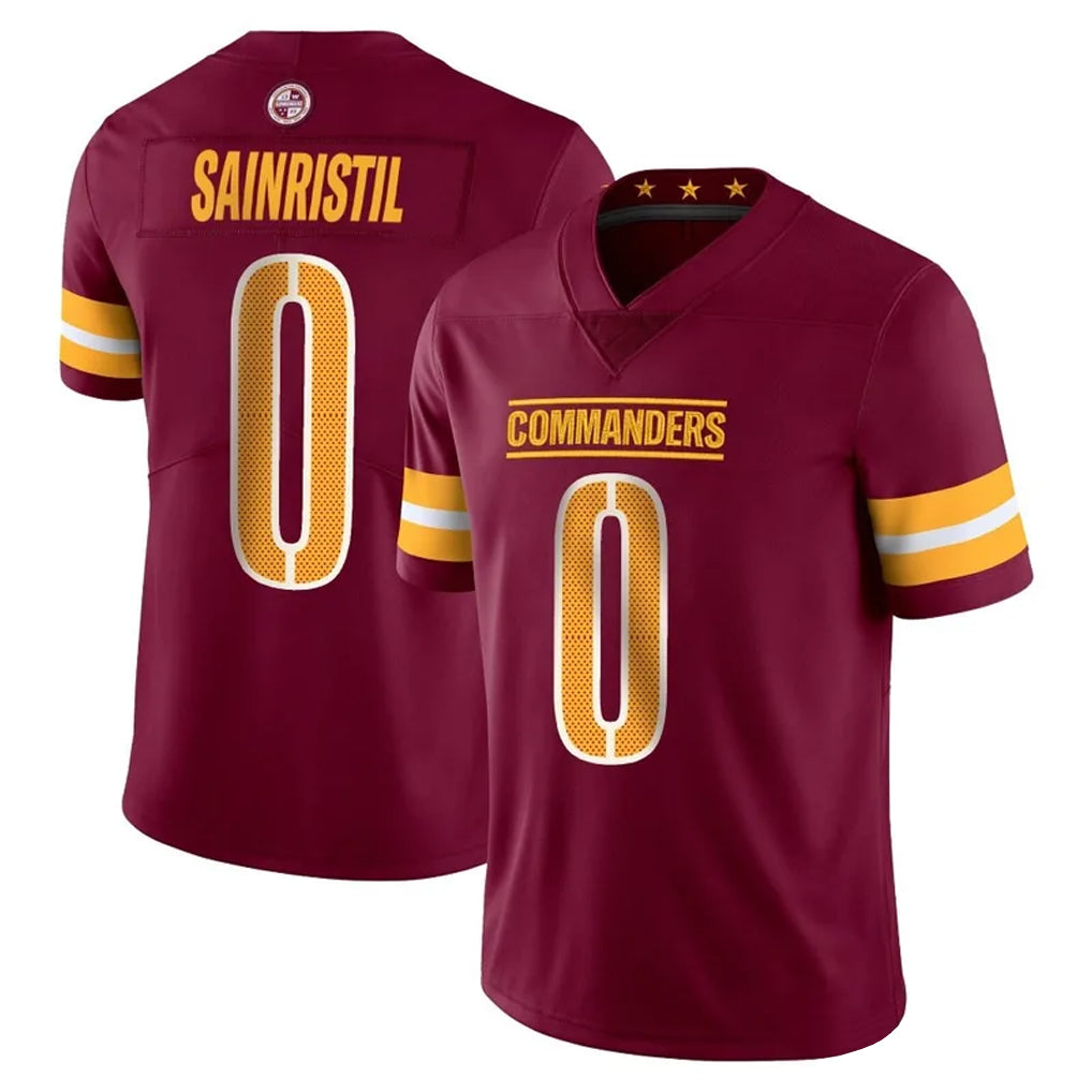 W.Commanders #0 Mike Sainristil Player Burgundy Limited Vapor Home Game Edoa Stitched Jerseys