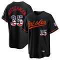 B.Orioles #35 Adley Rutschman Player Black USA 250 Fourth of July Home Game Edoa Stitched Jerseys
