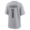 A.Cardinals #1 Kyler Murray Player Gray Fashion Home Game Edoa Stitched Jerseys