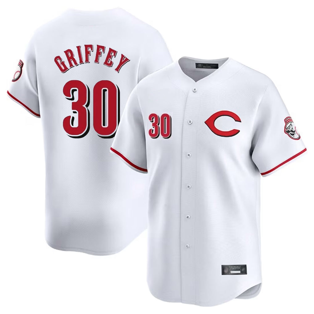 C.Reds #30 Ken Griffey Player White Limited Home Edoa Stitched Jerseys