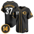 C.Reds #37 Tyler Stephenson Player Black-Gold Vapor Premier Limited Home Edoa Stitched Jerseys