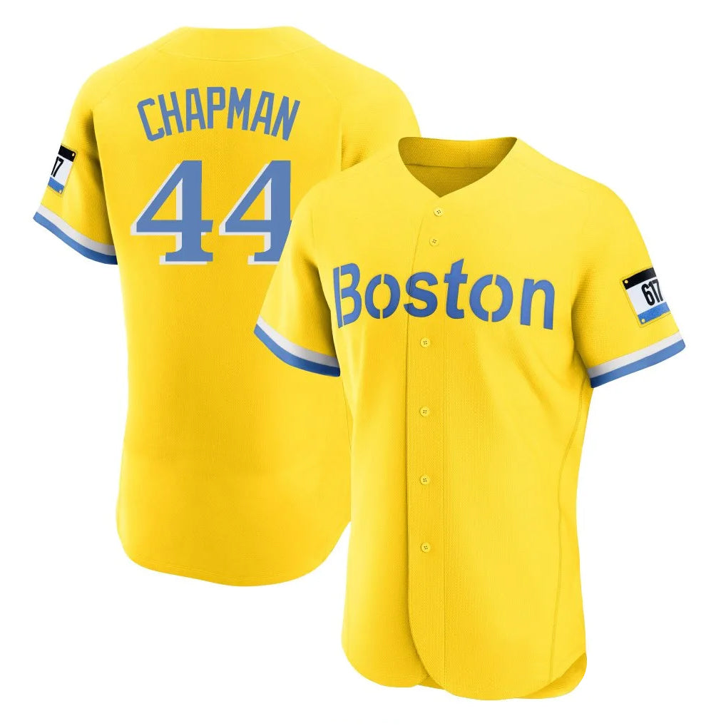 B.Red Sox #44 Aroldis Chapman Player Yellow Limited Elite Home Game Edoa Stitched Jerseys