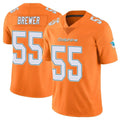 M.Dolphins #55 Aaron Brewer Player Orange Limited Home Game Edoa Stitched Jerseys