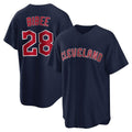 C.Guardians #28 Tanner Bibee Player Navy Game Home Edoa Stitched Jerseys
