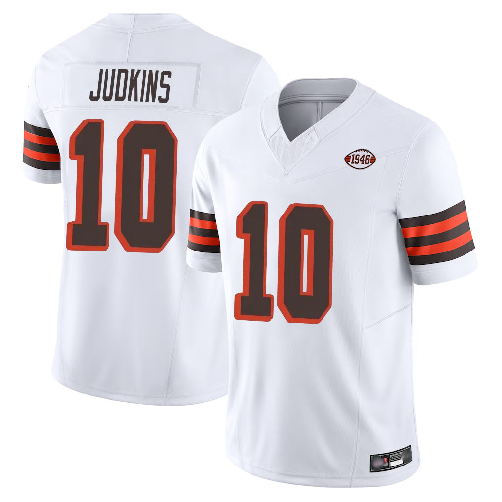 C.Browns #10 Quinshon Judkins Player White Limited Vapor F.U.S.E. Alternate Game Edoa Stitched Jerseys