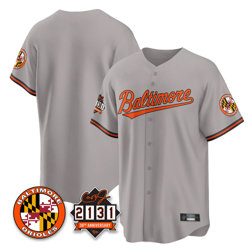 B.Orioles ## Orioles Blank Player Gray 30th Anniversary of 2131 Home Game Edoa Stitched Jerseys