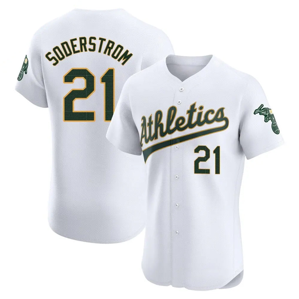Athletics #21 Tyler Soderstrom Player White Limited Elite Home Game Edoa Stitched Jerseys