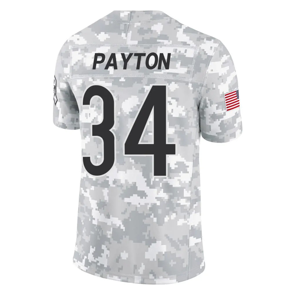 C.Bears #34 Walter Payton Player Arctic Camo Salute to Service Limited Edoa Stitched Jerseys