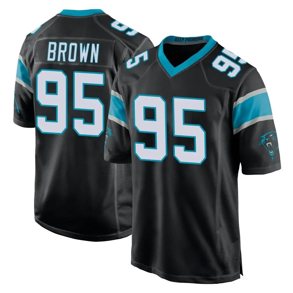 C.Panthers #95 Derrick Brown Player Black Game Edoa Stitched Jerseys