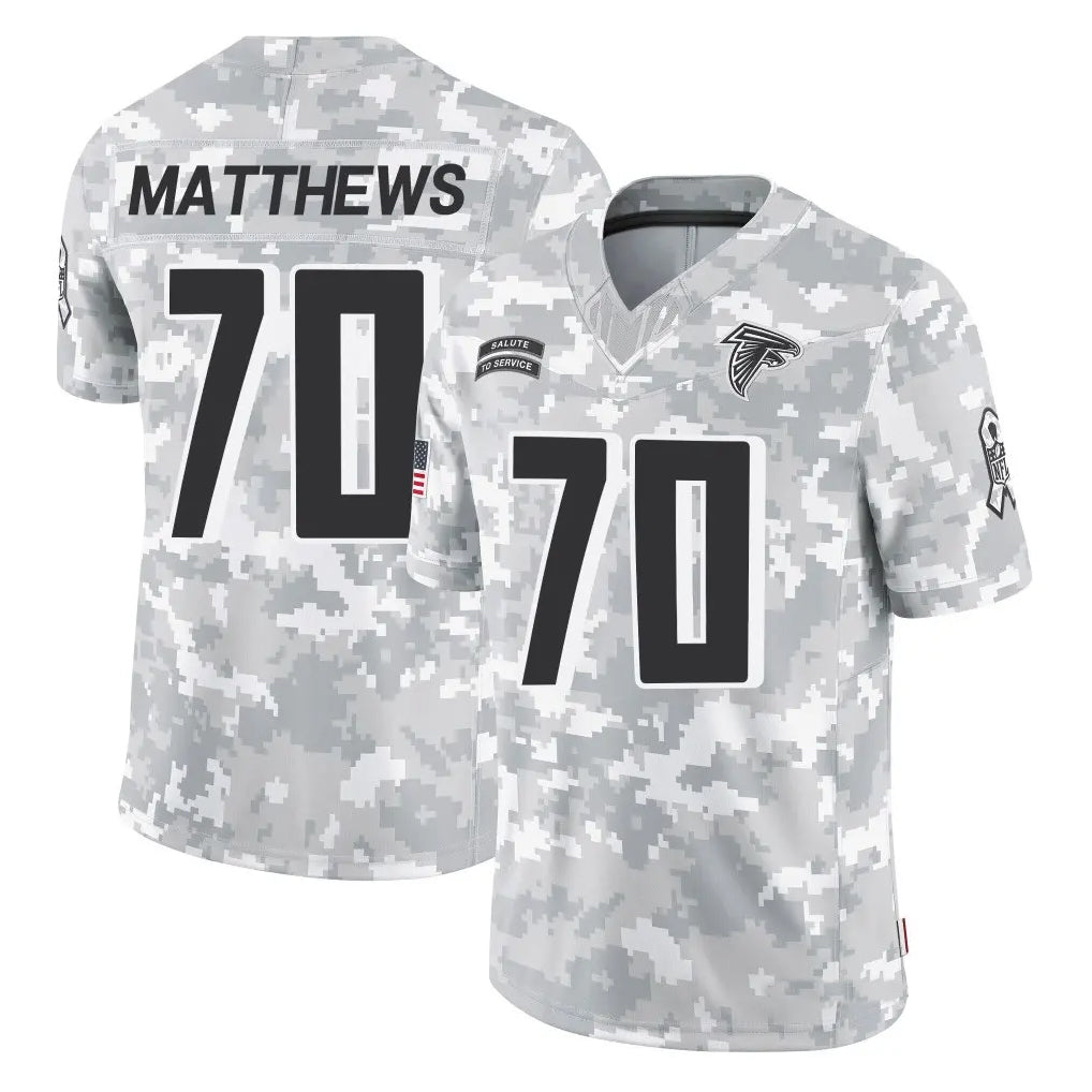 A.Falcons #70 Jake Matthews Player Arctic Camo Salute to Service Limited Edoa Stitched Jerseys