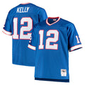 B.Bills #12 Jim Kelly Player Royal Mitchell & Ness Big & Tall 1990 Retired Replica Limited Edoa Stitched Jerseys