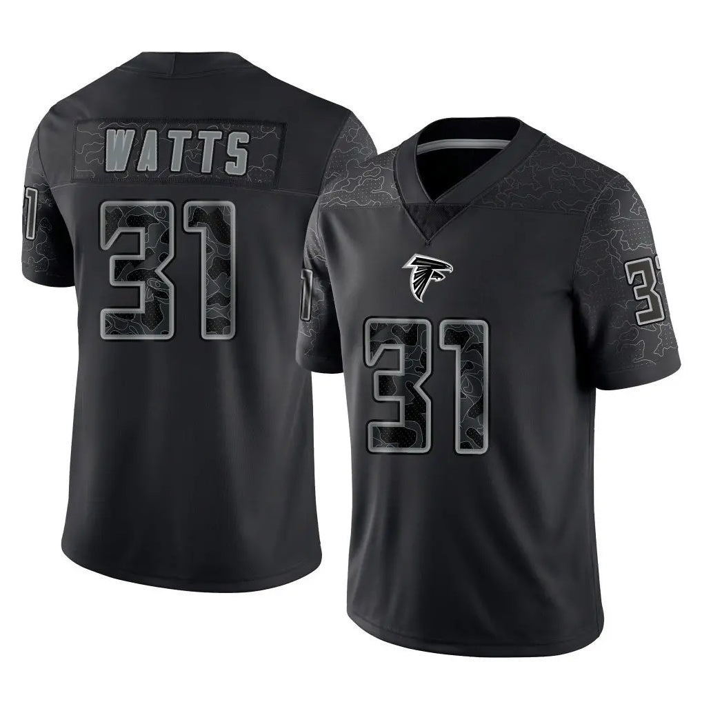 A.Falcons #31 Xavier Watts Player Black RFLCTV Limited Game Edoa Stitched Jerseys
