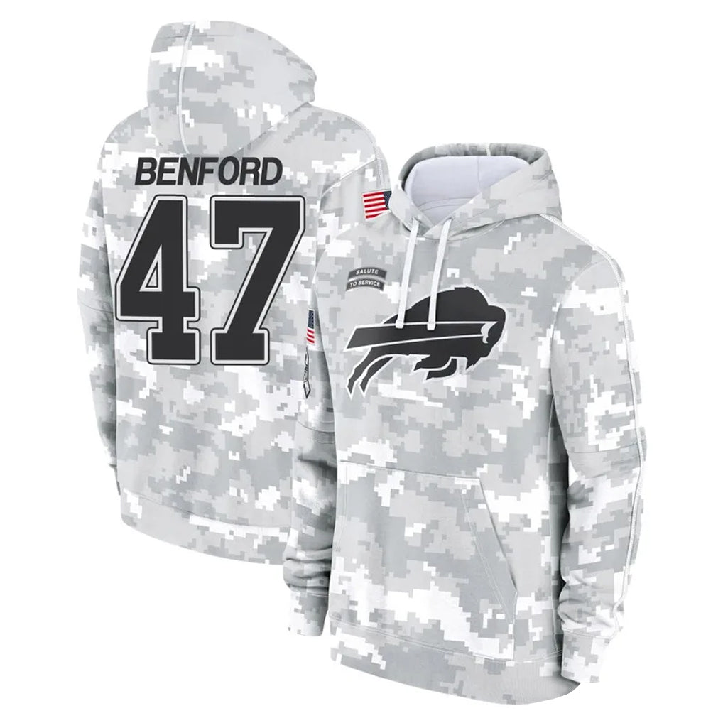 B.Bills #47 Christian Benford Player Arctic Camo Salute to Service Hoodies Limited Edoa Stitched Jerseys