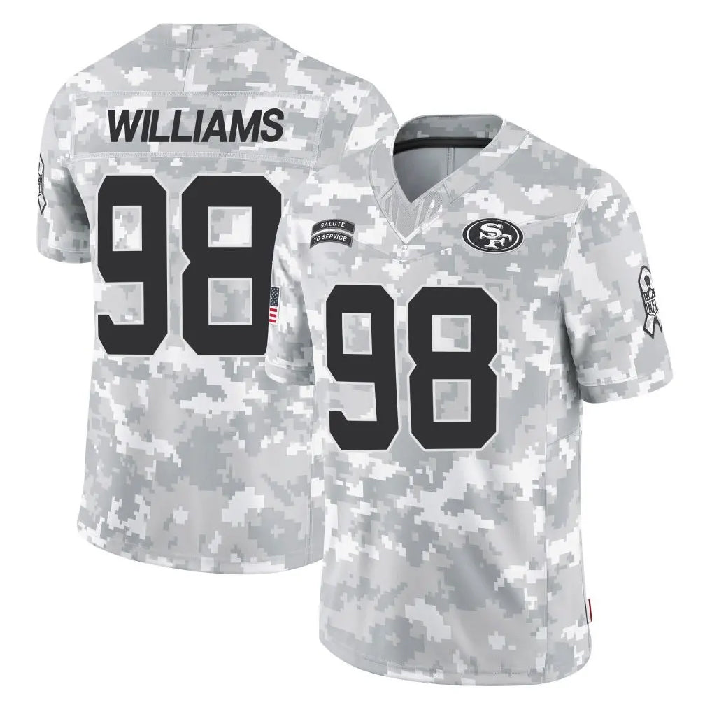 SF.49ers #98 Mykel Williams Player Arctic Camo Limited Salute To Service Home Game Edoa Stitched Jerseys