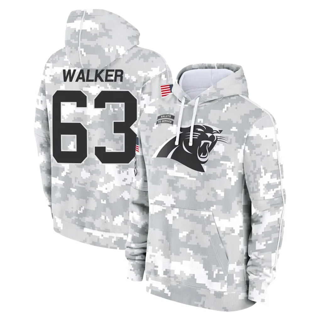 C.Panthers #63 Rasheed Walker Player Arctic Camo Salute to Service Pullover Hoodies Limited Game Edoa Stitched Jerseys
