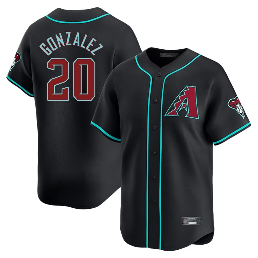 A.Diamondbacks #20 Luis Gonzalez Player Black Limited Home Game Edoa Stitched Jerseys