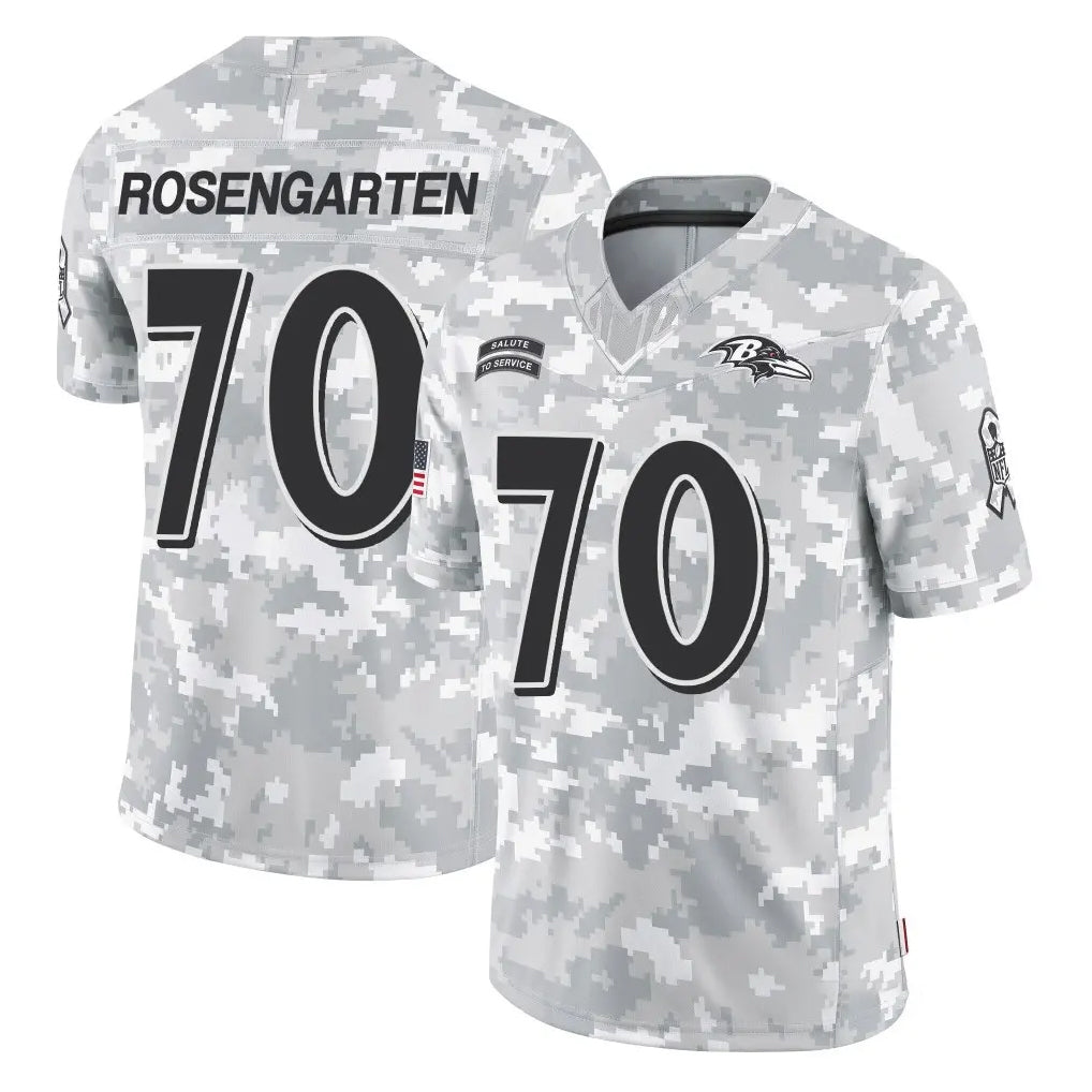 B.Ravens #70 Roger Rosengarten Player Arctic Camo Salute to Service Limited Edoa Stitched Jerseys