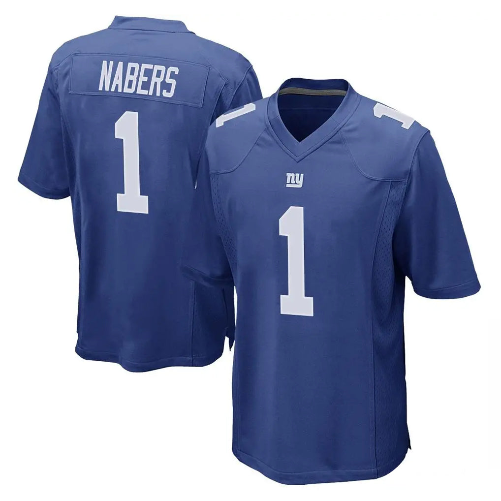 NY.Giants #1 Malik Nabers Player Royal Home Game Edoa Stitched Jerseys