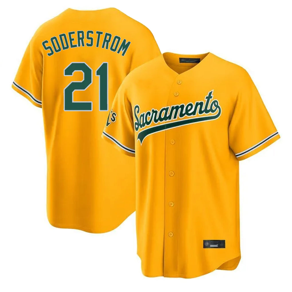 Athletics #21 Tyler Soderstrom Player Gold Home Game Edoa Stitched Jerseys